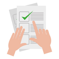 hand with checklist document