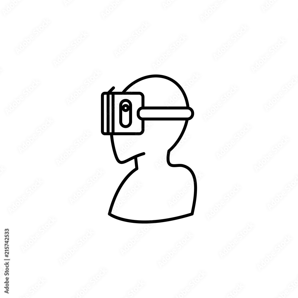 Poster a man in virtual reality glasses icon. element of virtual reality for mobile concept and web apps il
