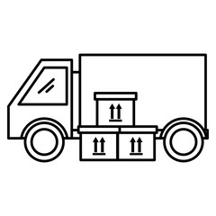 pile carton boxes with truck