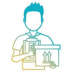 delivery worker with checklist and box