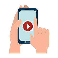 hand human with smartphone and media player