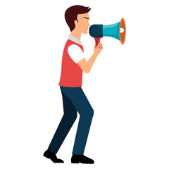 Fototapeta premium man talking with megaphone sound