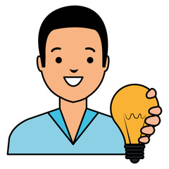 young man with bulb light