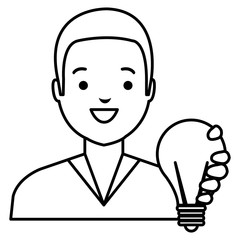 young man with bulb light