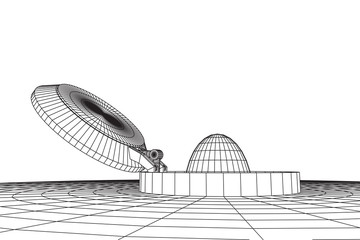 Cover rocket silo intercontinental ballistic missile. Wireframe low poly mesh vector illustration © newb1