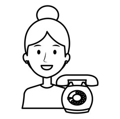 woman calling with telephone