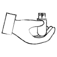 hands with usb memory