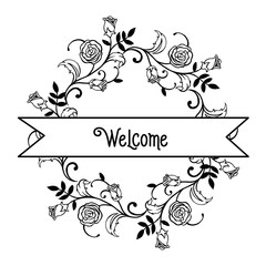 Greeting card of welcome floral art collection vector illustration