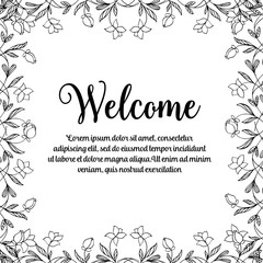 Greeting card of welcome floral art collection vector illustration