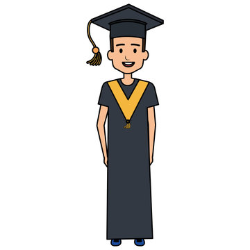 student graduation with uniform vector illustration design