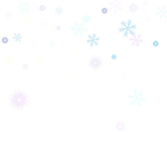 Falling down snow confetti, snowflake vector border. Festive winter, Christmas, New Year sale background. Cold weather, winter storm, scatter texture. Hipster snowfall falling snowflakes cool confetti
