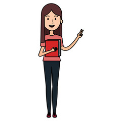 Fototapeta premium young girl student with text book school vector illustration design