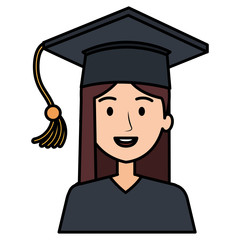 woman student graduation with uniform vector illustration design