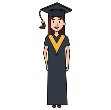 woman student graduation with uniform vector illustration design
