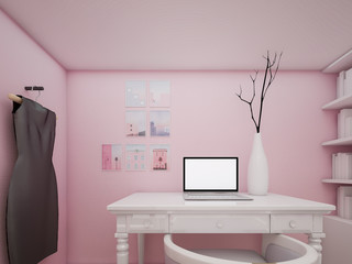 Beautiful dressing room for Ladies at cozy home , 3d rendering