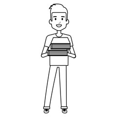 young student with text books school vector illustration design
