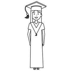 woman student graduation with uniform vector illustration design