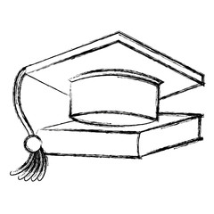 graduation hat with textbook vector illustration design