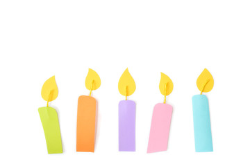 Candles paper cut on white background - isolated
