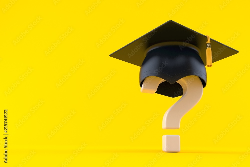 Poster question mark with mortarboard