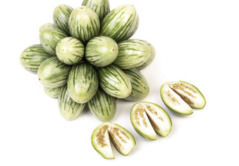 fresh eggplant on white background