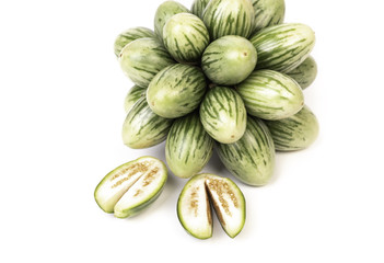 fresh eggplant on white background