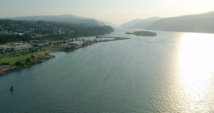 Hood River Oregon Aerial Perspective Waterfront Columbia Gorge