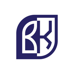 BK initial letter emblem logo negative space