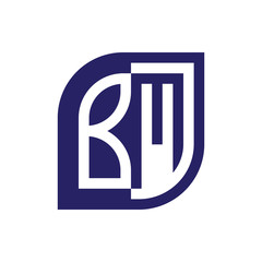 BM initial letter emblem logo negative space