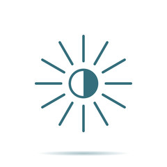 Obraz premium Blue Bright icon vector. Flat sun symbol isolated on white background. Trendy internet concept. Mode