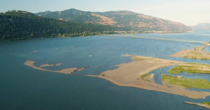 Hood River Oregon Sandbar Aerial Shot