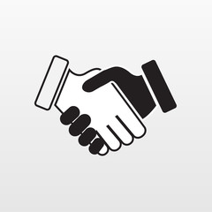Gray Hand shake icon on background. Modern simple flat handshake sign. Business agree, internet conc