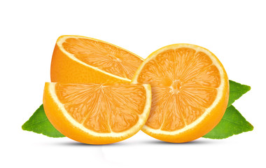 slice of orange fruit isolated on white background