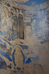 Fresco on the wall inside of Armenian Cathedral Church of Holy Cross on Akdamar Island. Turkey
