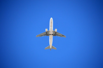 頭上を通過する旅客機