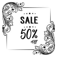 sale banner hand drawn floral design elements vector illustration