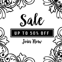 sale banner hand drawn floral design elements vector illustration