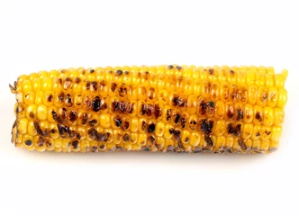 Tuinposter corn grilled on a white background © mrzazaz