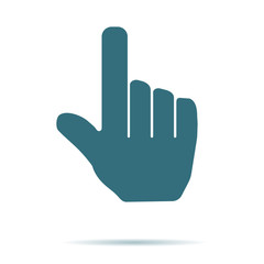 Blue Hand cursor icon isolated on background. Modern flat pictogram, business, marketing, internet c