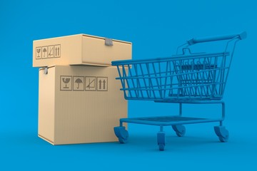 Shopping background with stack of boxes