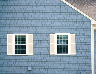 close up on facade view of old house wall and window
