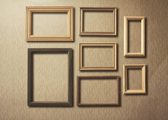 Fototapeta premium old photo frames on retro wallpaper