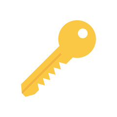 Yellow key icon, on the white background. Vector.