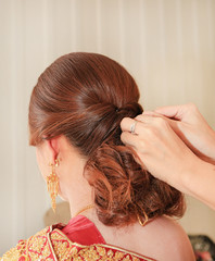 Thai bridal wedding hairstyle.
