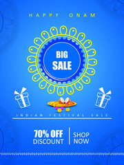 Happy Onam Big Shopping Sale Advertisement background for Festival of South India Kerala