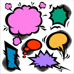 ベクター、カラフルでポップな吹き出しセット