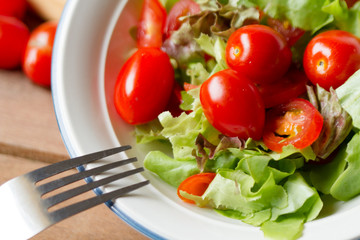 Healthy eating and diet food of delicious vegetable salad bowl at home. Vegetarian, kitchen and cooking concept.
