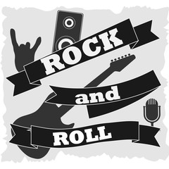 Rock and roll, banner on white background rock and roll.
