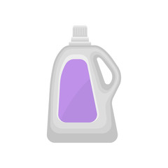Plastic bottle for liquid laundry detergent, household cleaning chemical product container vector Illustration on a white background