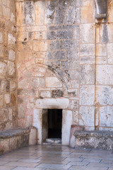 Main entrance to the church of the Nativity in Bethlehem in Palestine. 
